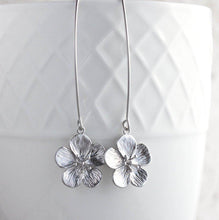 Load image into Gallery viewer, Cherry Blossom Earrings - Matte Silver Short
