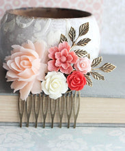 Load image into Gallery viewer, Blush and Coral Hair Comb - C1039