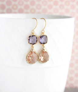 Sparkle Drop Earrings Rose | Purple | Peach