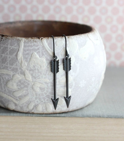 Black Arrow Earrings -  Small Dangles