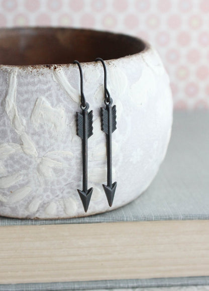 Black Arrow Earrings -  Small Dangles
