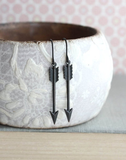Black Arrow Earrings -  Small Dangles