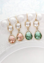Load image into Gallery viewer, Sparkle Drop Earrings | Clear | Peach