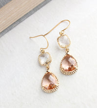 Load image into Gallery viewer, Sparkle Drop Earrings | Clear | Peach