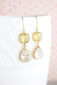 Sparkle Drop Earrings Gold | Clear | Yellow