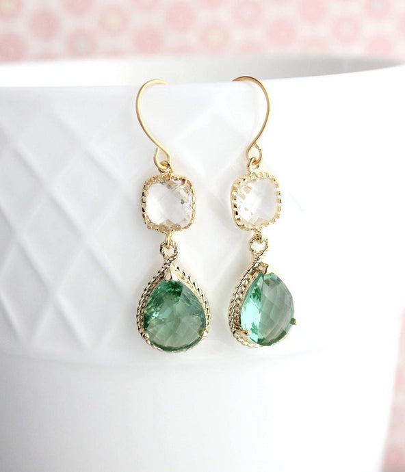 Sparkle Drop Earrings Gold | Clear | Erinite
