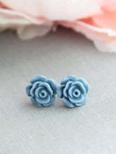 Load image into Gallery viewer, Rose Studs - Dusty Blue