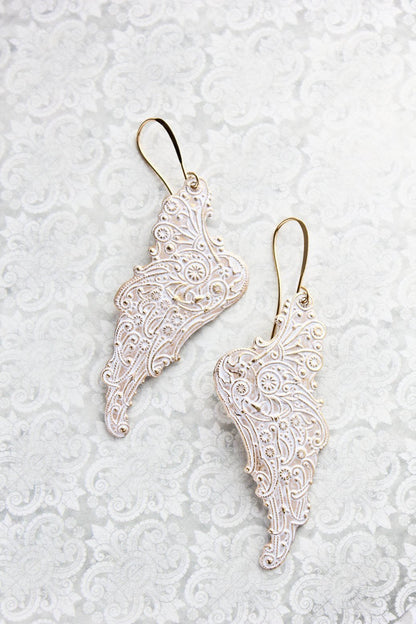 Shabby White Wing Earrings