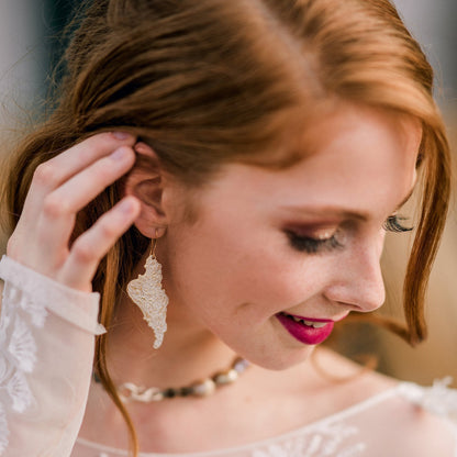 Shabby White Wing Earrings