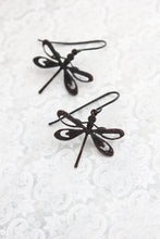 Load image into Gallery viewer, Dragonfly Earrings - Black Patina