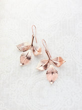 Load image into Gallery viewer, Three Leaf Branch Earrings | Rose Gold