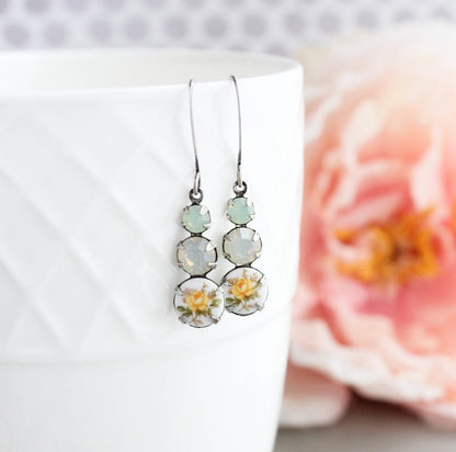 Yellow Rose Cameo Earrings