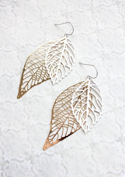 Double Leaf Filigree Earrings