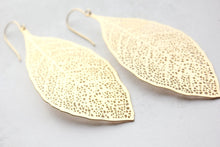 Load image into Gallery viewer, Big Leaf Earrings - matte gold