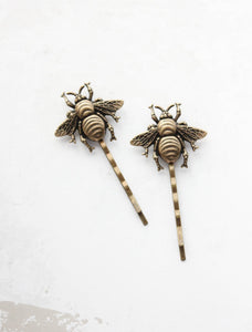 Bee Bobby Pins - Antiqued Brass