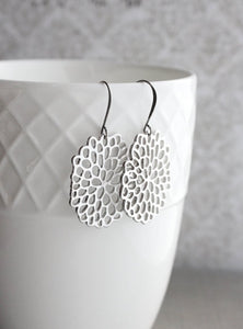 Silver Abstract Mum Earrings