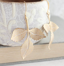 Load image into Gallery viewer, Three Leaf Branch Earrings - White Patina