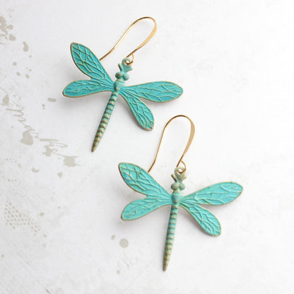 Dragonfly Earrings - Gold Brass