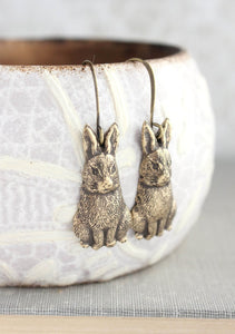 Rabbit Earrings - Antiqued Silver