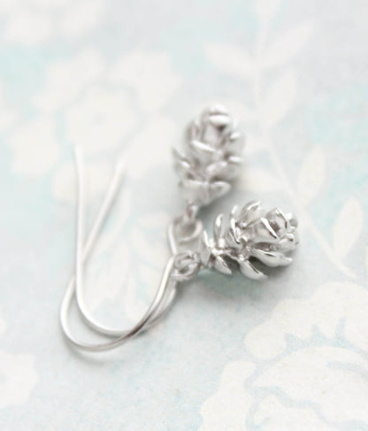 Tiny Silver Tree Cone Earrings (3 colors)