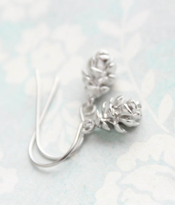 Silver Tree Cone Earrings