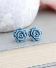 Load image into Gallery viewer, Rose Studs - Dusty Blue