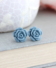 Load image into Gallery viewer, Rose Studs - Dusty Blue