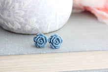 Load image into Gallery viewer, Rose Studs - Dusty Blue