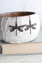 Load image into Gallery viewer, Dragonfly Earrings - Black Patina