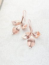Load image into Gallery viewer, Three Leaf Branch Earrings | Rose Gold