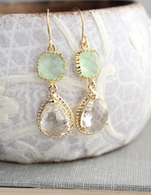 Load image into Gallery viewer, Sparkle Drop Earrings Gold | Mint | Clear