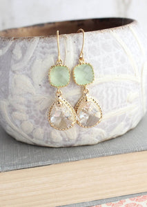 Sparkle Drop Earrings Gold | Mint | Clear