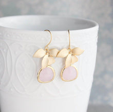 Load image into Gallery viewer, Gold Orchid Earrings - Light Pink
