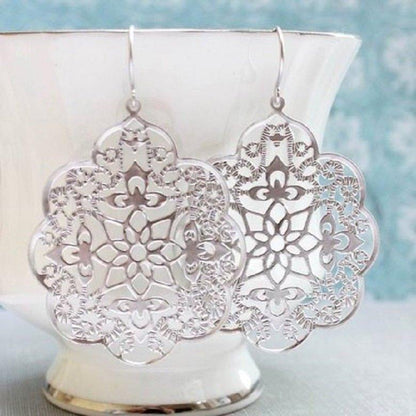 Lacy Filigree Earrings - Silver