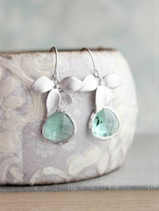 Silver Orchid Earrings - Erinite Glass