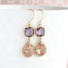 Load image into Gallery viewer, Sparkle Drop Earrings Rose | Purple | Peach