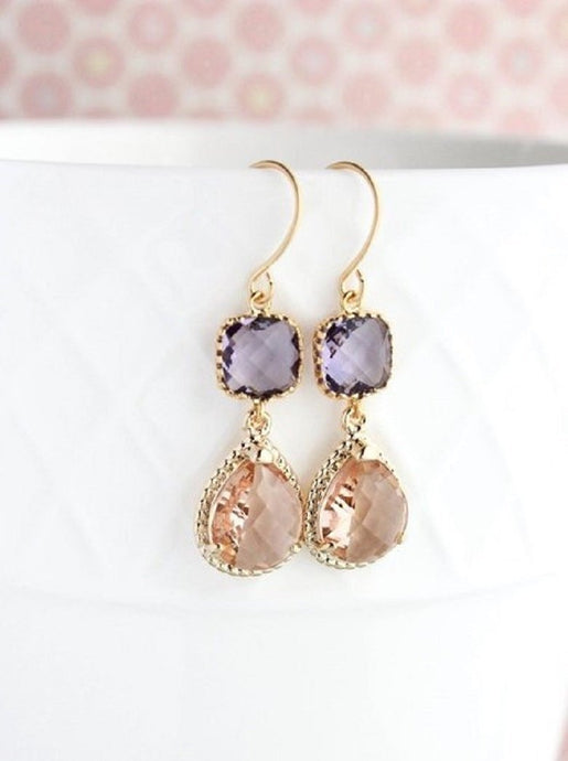Sparkle Drop Earrings Rose | Purple | Peach