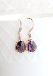 Sparkle Drop Earrings - Dark Purple