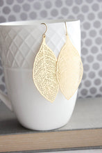 Load image into Gallery viewer, Big Leaf Earrings - matte gold