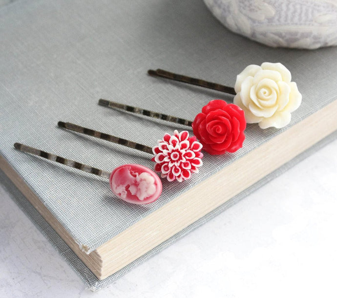 Bright Red Bobby Pins - BP1012