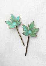 Load image into Gallery viewer, Maple Leaf Bobby Pins - Verdigris