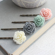 Load image into Gallery viewer, Pink Rose Bobby Pins - BP1214