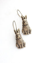 Load image into Gallery viewer, Rabbit Earrings - Antiqued Gold Brass