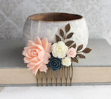 Load image into Gallery viewer, Blush Peach Floral Comb - C1009