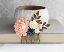 Load image into Gallery viewer, Blush Peach Floral Comb - C1009