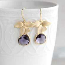 Load image into Gallery viewer, Silver Orchid Earrings - Purple