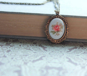 Pink Tea Rose Necklace