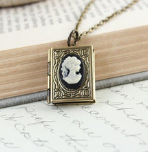 Load image into Gallery viewer, Book Locket - Black Cameo