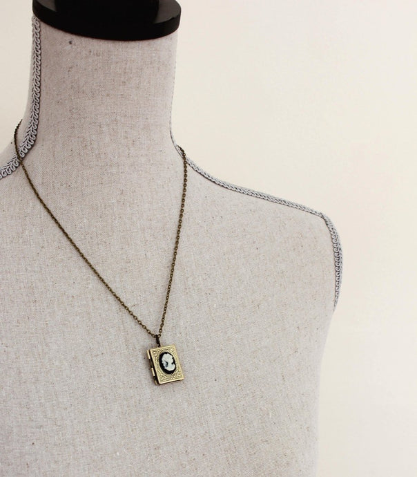 Book Locket - Black Cameo
