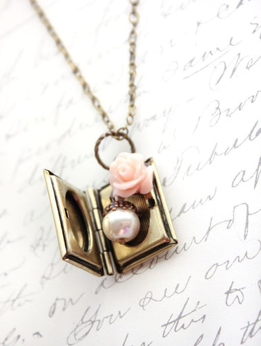 Book Locket - Blush Rose
